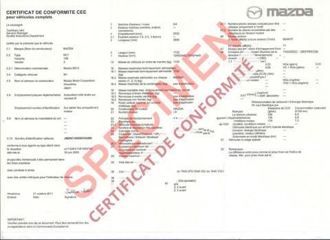 Comment commander mon certificat de conformité Mazda ?